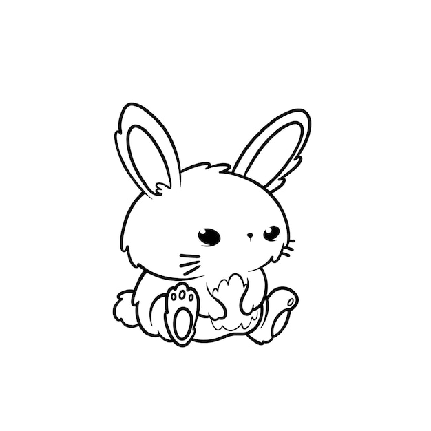 Hand drawn bunny outline illustration