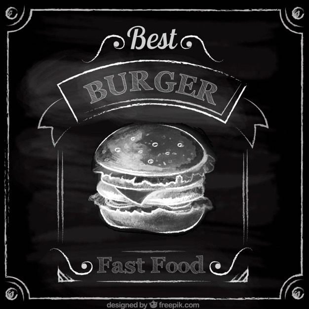 Free Vector hand drawn burger in blackboard style