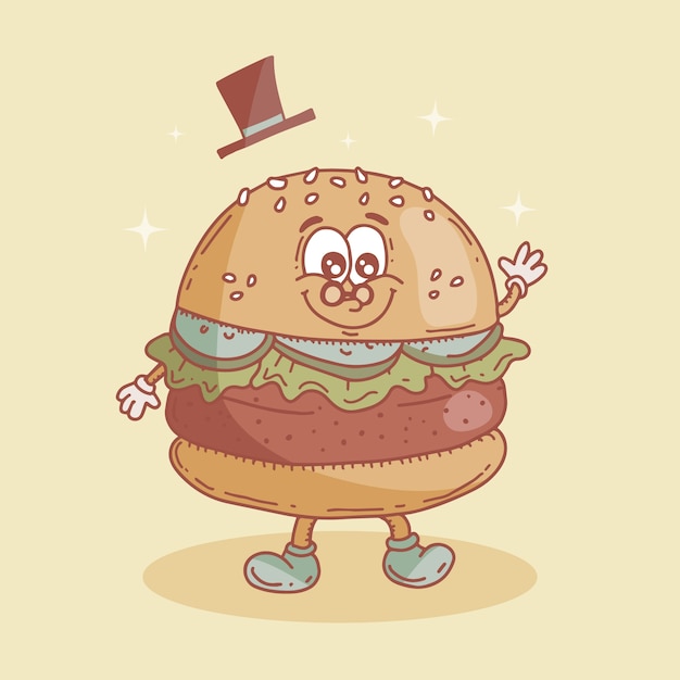 Free vector hand drawn burger cartoon illustration