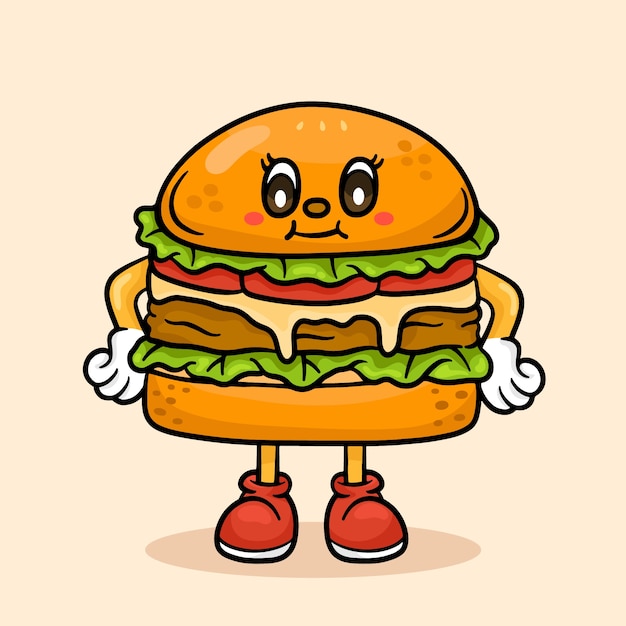 Hand drawn burger cartoon illustration