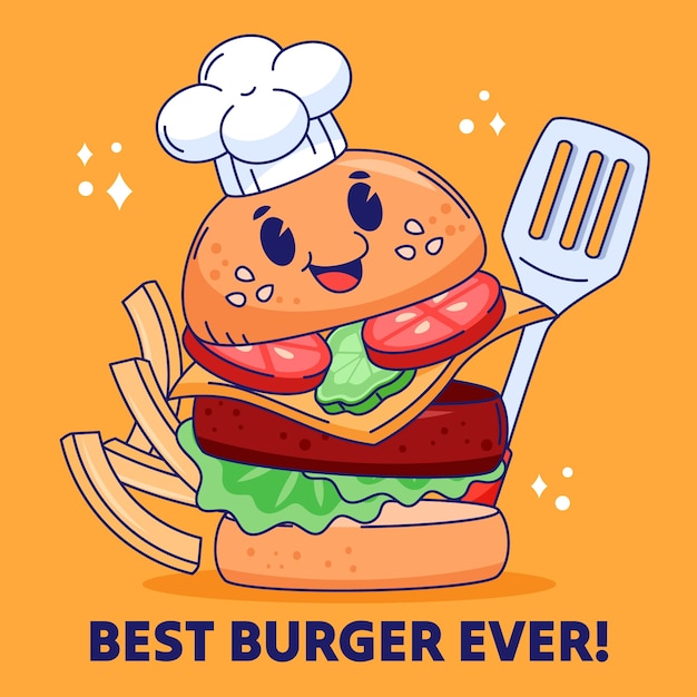 Free Vector hand drawn burger cartoon illustration