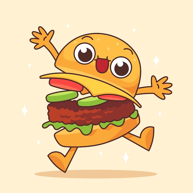 Free vector hand drawn burger cartoon illustration