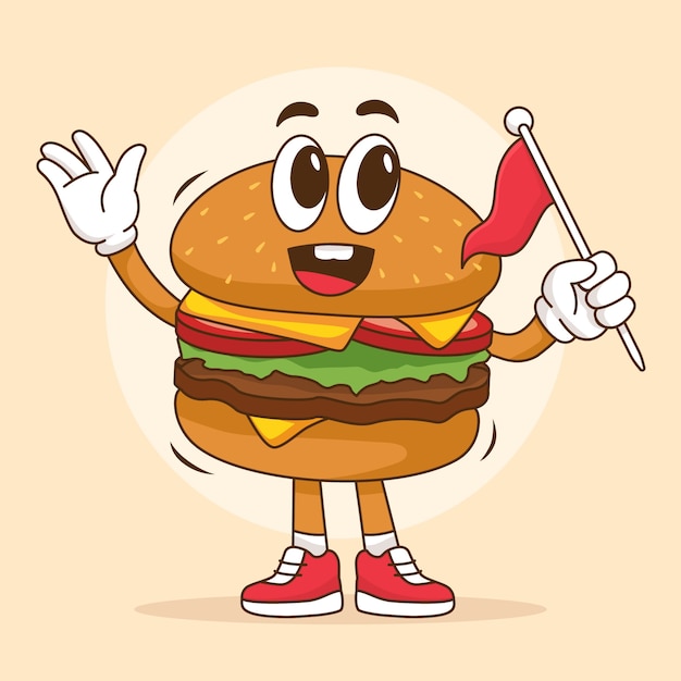 Free Vector hand drawn burger cartoon illustration