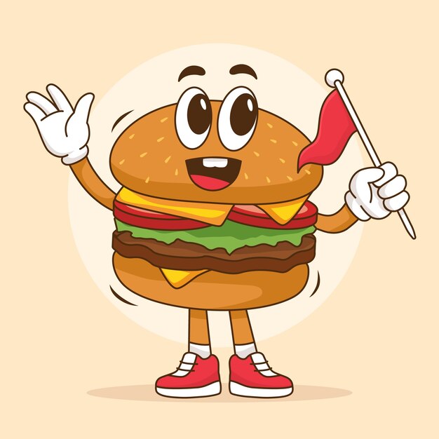 Hand drawn burger cartoon illustration