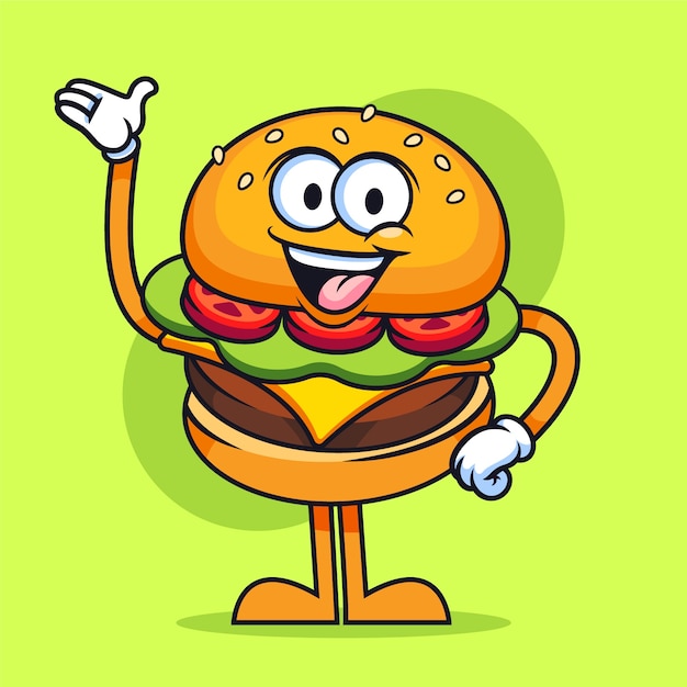 Free vector hand drawn burger cartoon illustration