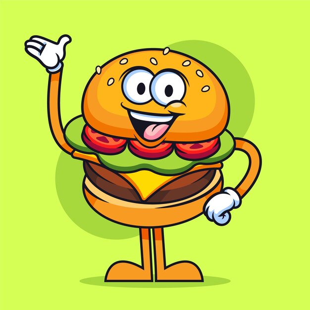 Hand drawn burger cartoon illustration