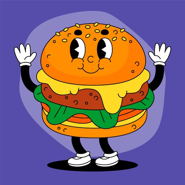 Free vector hand drawn burger cartoon illustration