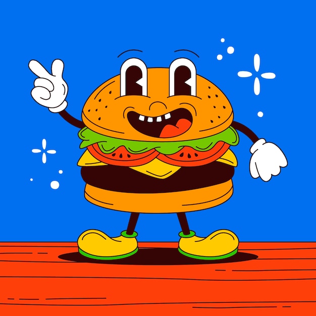 Free Vector hand drawn burger cartoon illustration