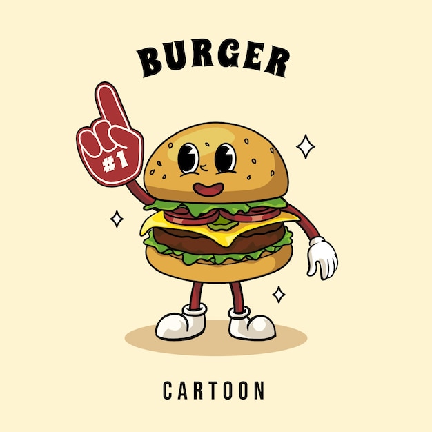 Free vector hand drawn burger  cartoon illustration