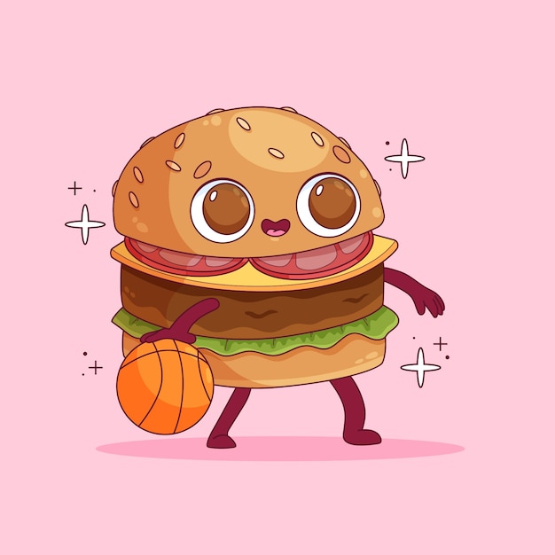 Free Vector hand drawn burger  cartoon illustration