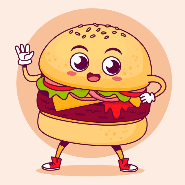 Free vector hand drawn burger cartoon illustration