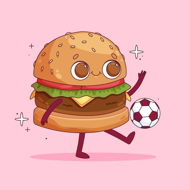 Hand drawn burger cartoon illustration