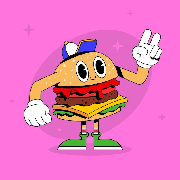 Free Vector hand drawn burger  cartoon illustration