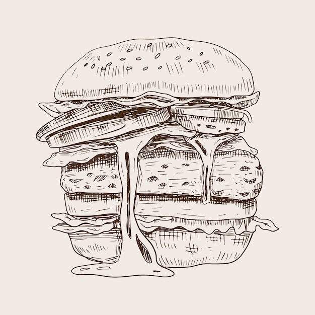 Free vector hand drawn burger illustration