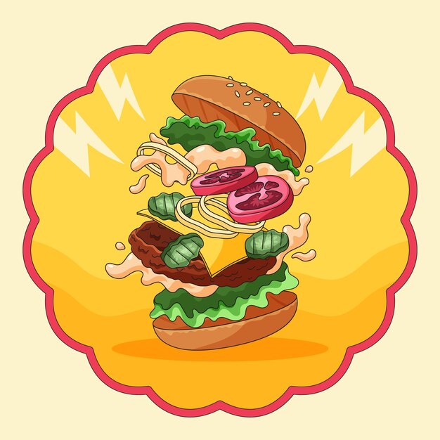 Hand drawn burger illustration