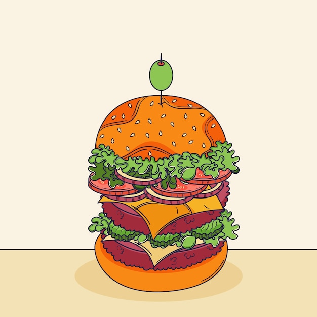 Free vector hand drawn burger illustration