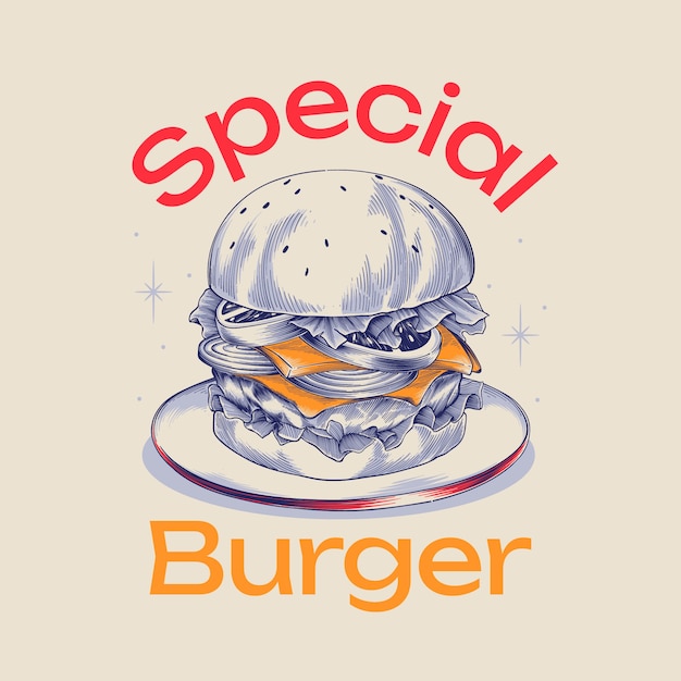 Free Vector hand drawn burger  illustration