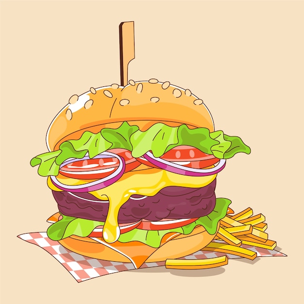 Free vector hand drawn burger illustration