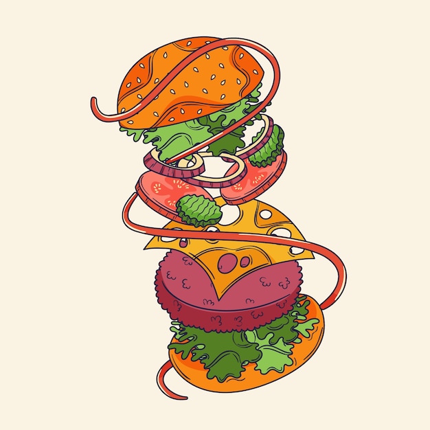 Free Vector hand drawn burger illustration