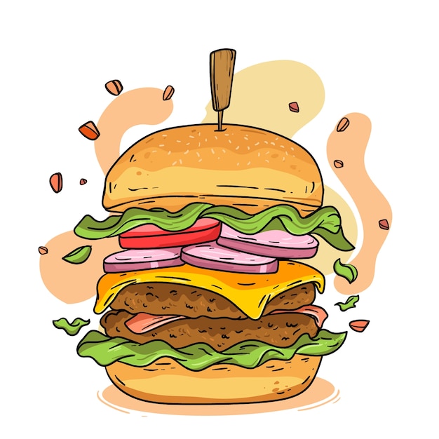 Hand drawn burger illustration