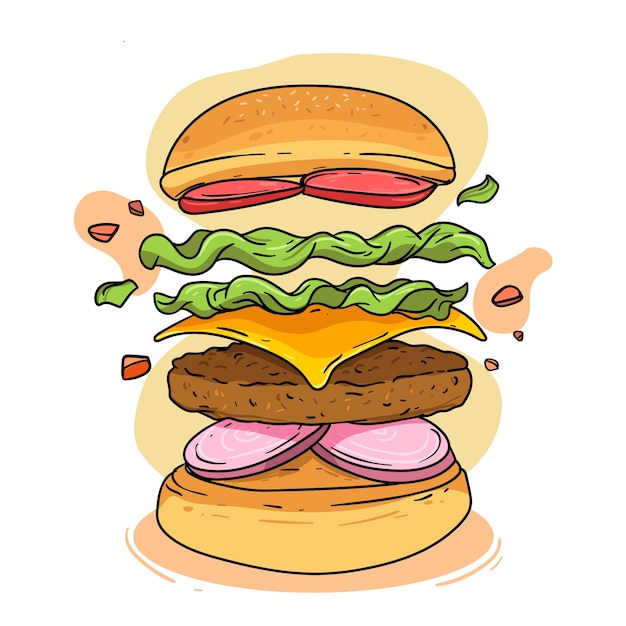 Hand drawn burger illustration