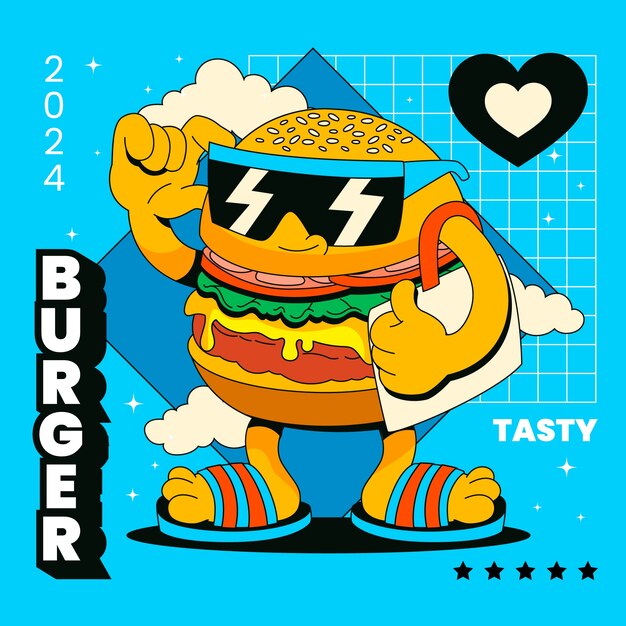 Hand drawn burger illustration