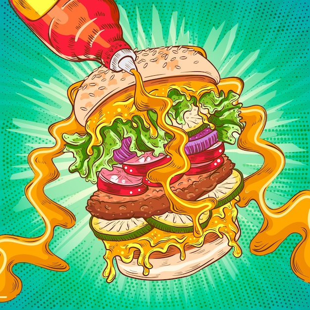 Free Vector hand drawn burger illustration