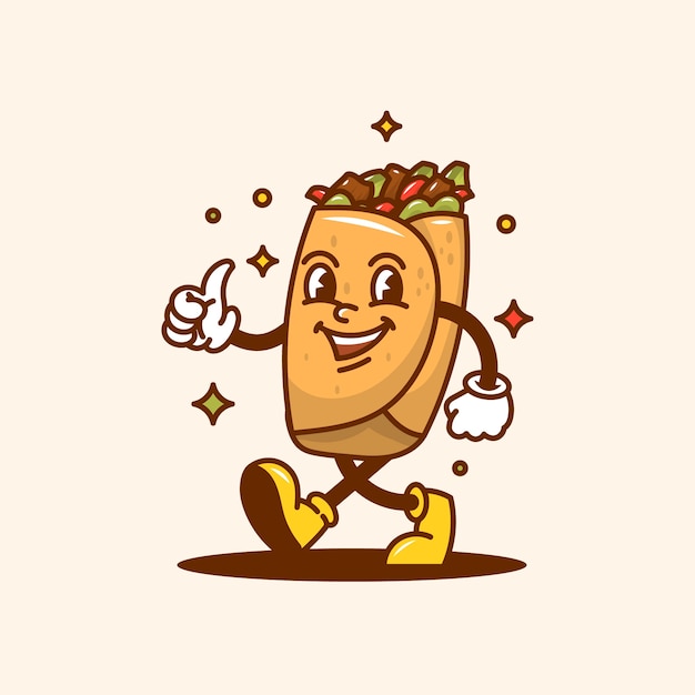 Free Vector hand drawn burrito cartoon illustration