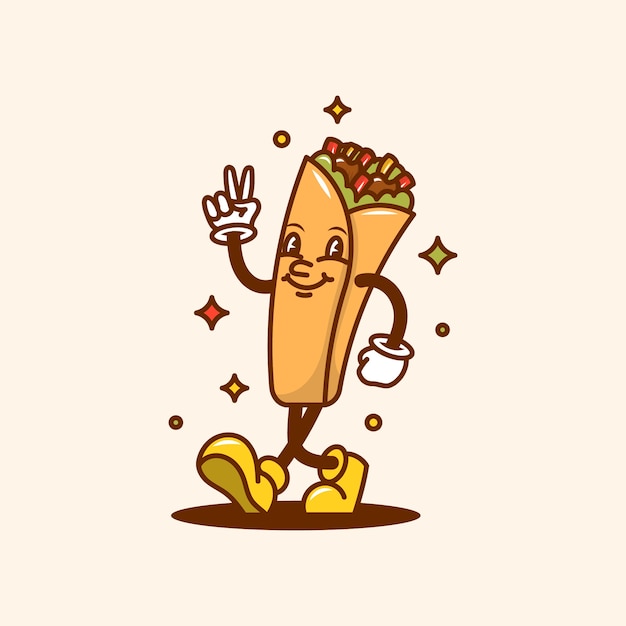 Hand drawn burrito cartoon illustration