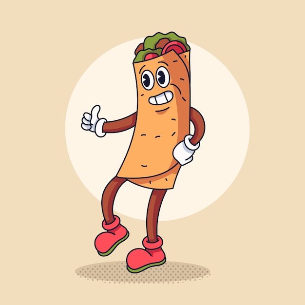 Free Vector hand drawn burrito cartoon illustration