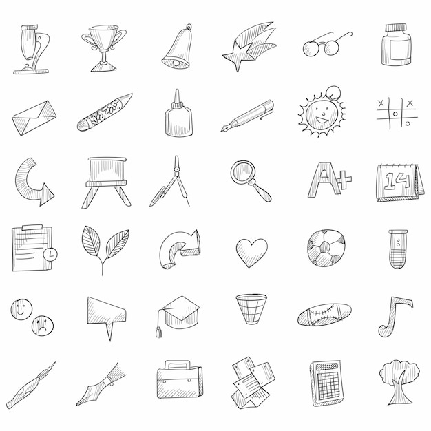 Hand drawn business icons set