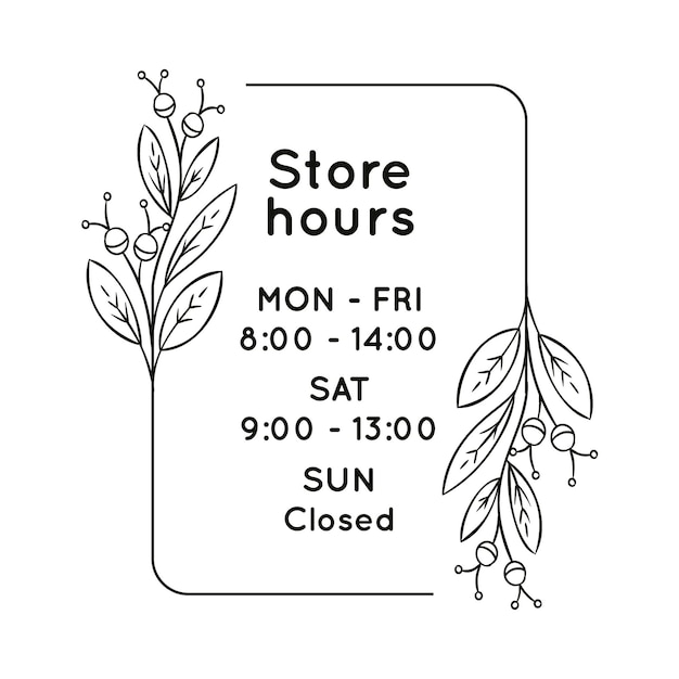 Free vector hand-drawn business opening hours illustration