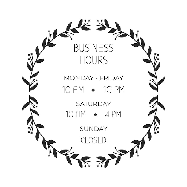 Hand drawn business opening hours illustration