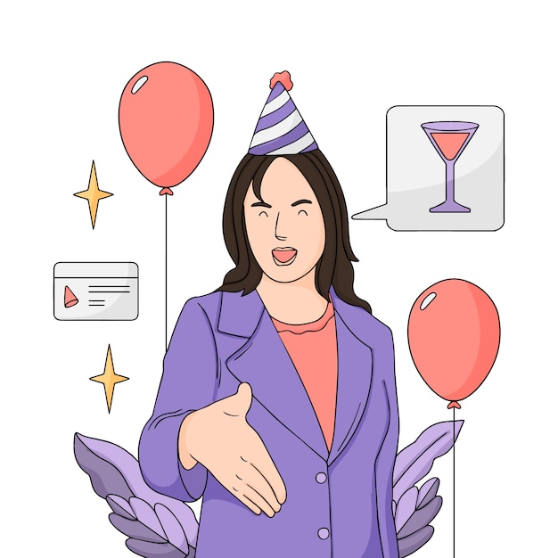 Hand drawn business party illustration