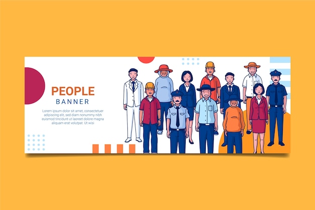 Hand drawn business people banner