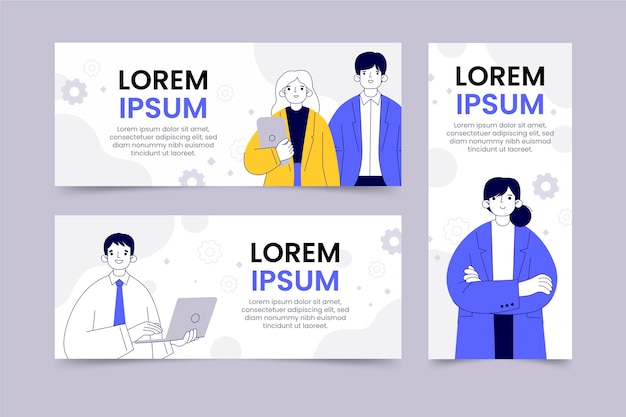 Hand drawn business people banners