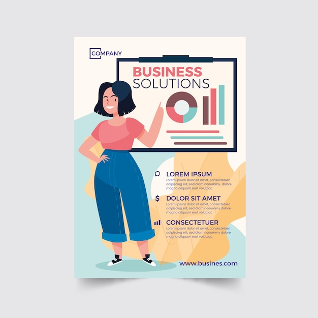 Hand drawn business people flyer template