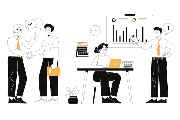 Free vector hand drawn business people illustration