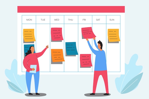 Hand drawn business planning with calendar