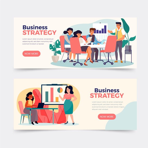 Hand drawn business strategy banners