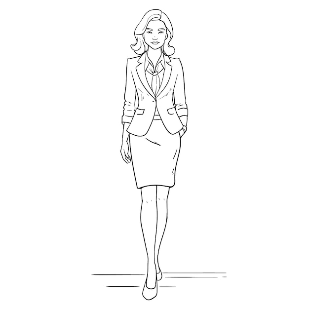 Hand drawn business woman drawing illustration