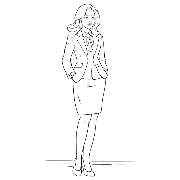 Free Vector hand drawn  business woman drawing illustration