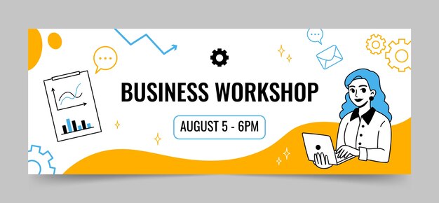 Hand drawn business workshop facebook cover template