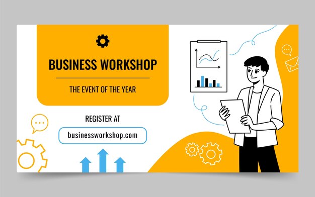 Hand drawn business workshop facebook post template