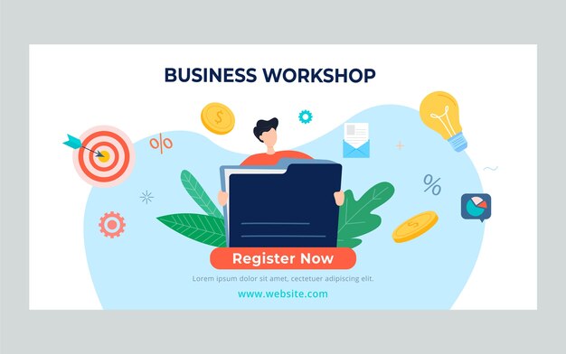 Hand drawn business workshop facebook template