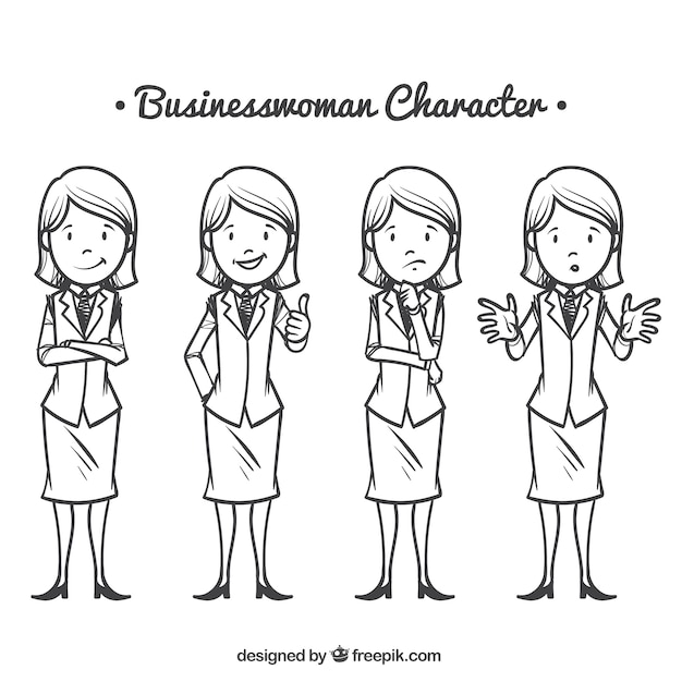 Free Vector hand-drawn businesswoman character collection