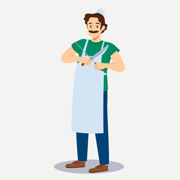 Free Vector hand drawn butcher cartoon illustration