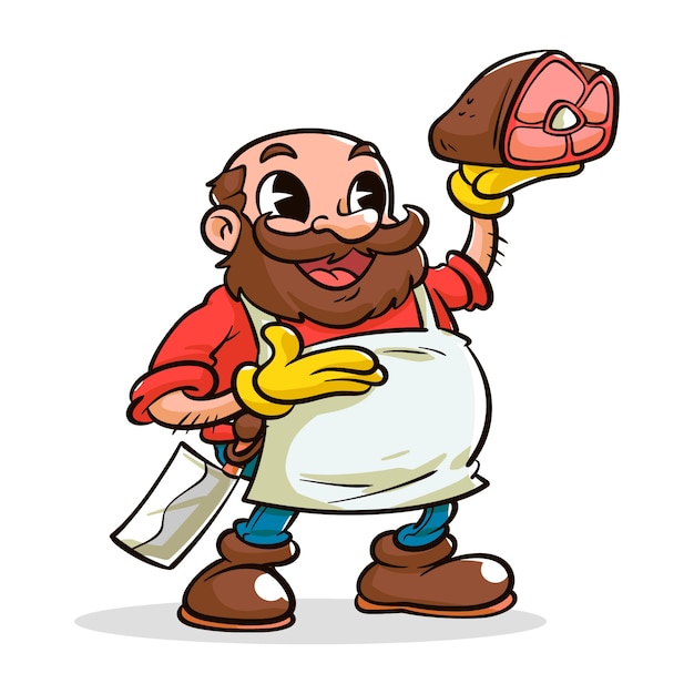 Free Vector hand drawn butcher cartoon illustration