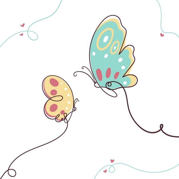 Hand drawn butterfly outline background