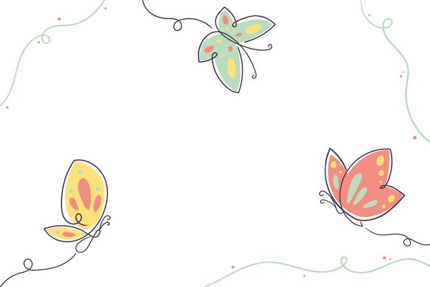 Hand drawn butterfly outline background